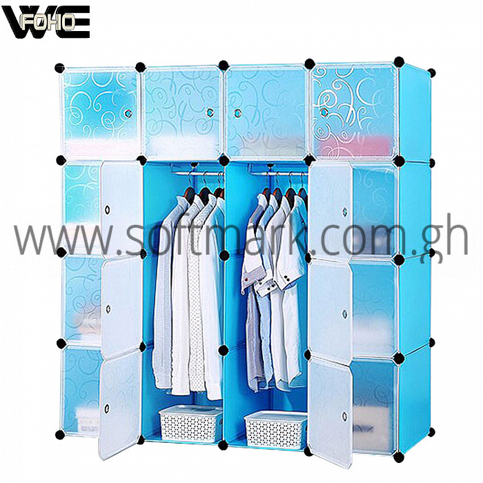 Softmark 16 Cubes Plastic Wardrobe Blue