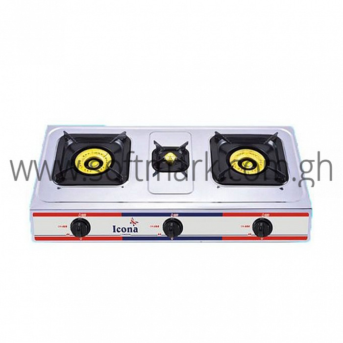 Softmark Icona Tabletop Auto Gas Cooker 3 Burner White/Black