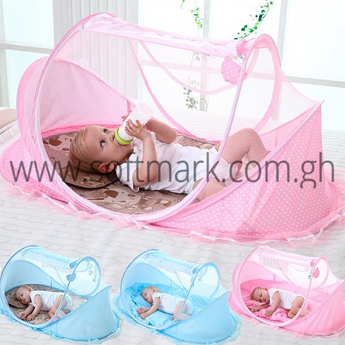 GEXIN Portable Foldable Travel Bed for Newborn Infant Bed Baby Bed with Mosquito Net Portable Bed with Sleeping Toys Pink 