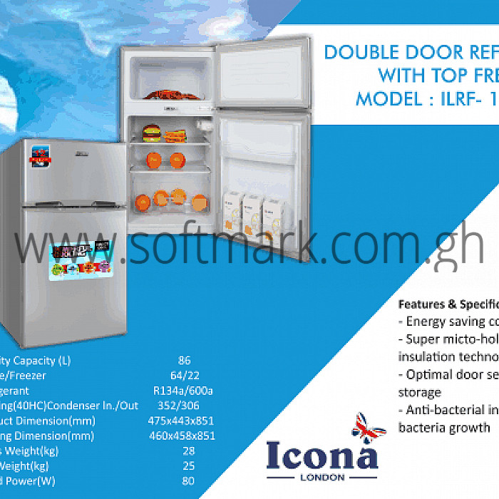 Softmark Icona Ilrf 1100Dd Table Top Fridge 86 Litres Maroon