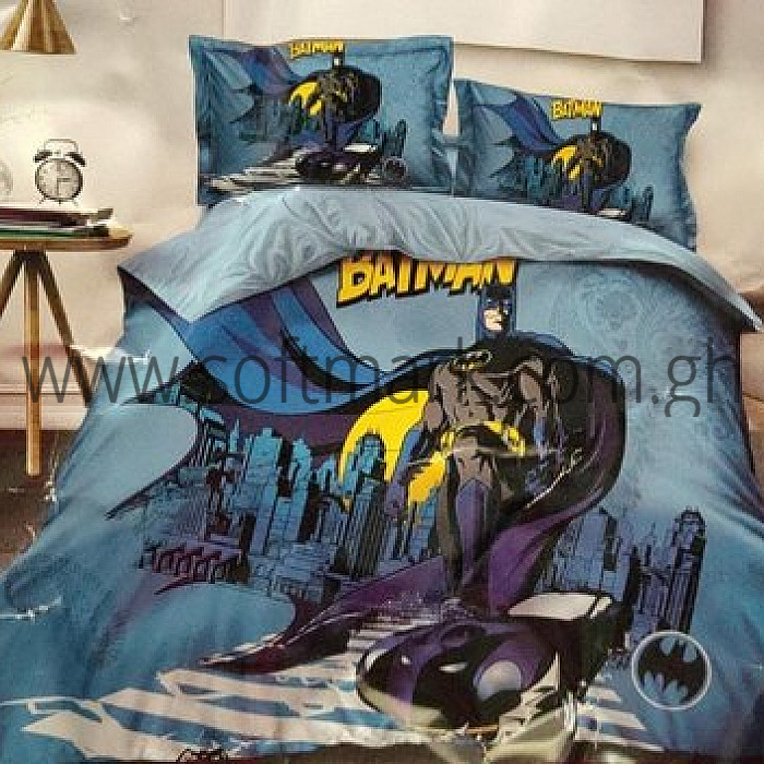 Softmark - Batman Cartoon Character Bed Sheet -(1 Sheet With 2 Pillow Cases)